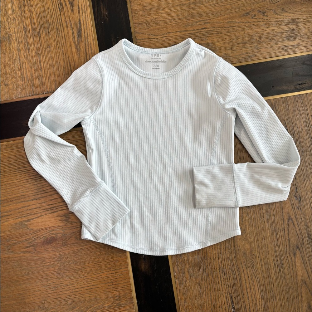 Abercrombie Kids Long Sleeve Ribbed Tee - Soft Blue
